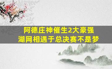 阿德庄神催生2大豪强 湖网相遇于总决赛不是梦